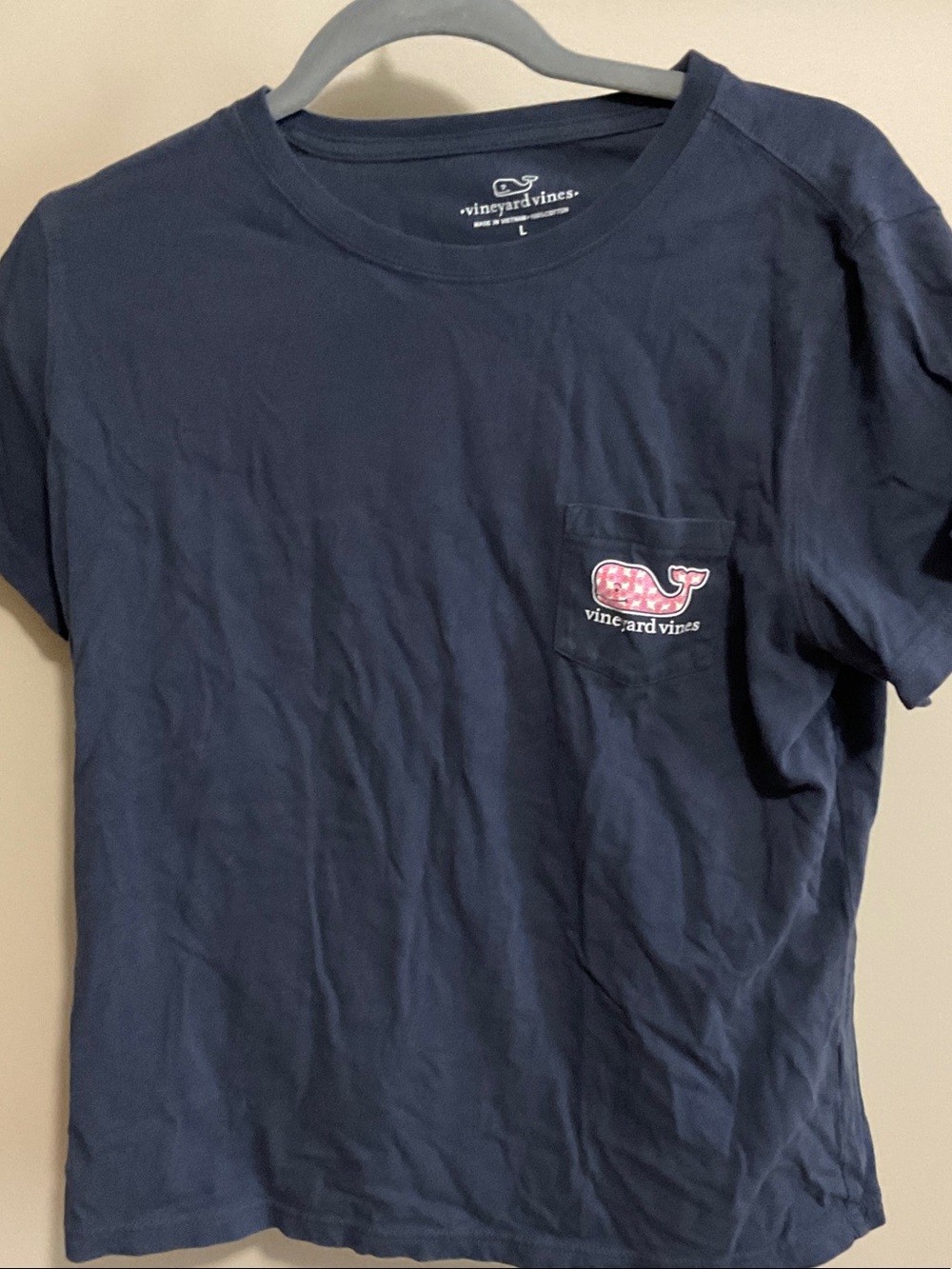Vineyard Vines Pocket Tee with Pink Whale Logo